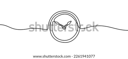 Clock shape drawing by continuos line, thin line design vector illustration
