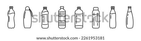 Set of Water Bottle line shapes, thin line design vector illustration