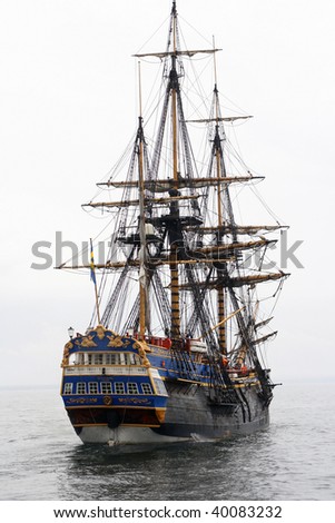 Old ship siling in the baltic sea