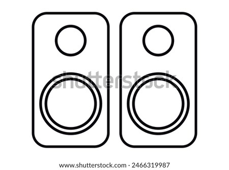 Black icon of two PC speakers.