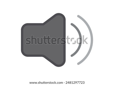Gray speaker volume icon on white background