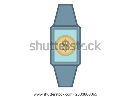 Smartwatch or smart watch with dollar symbol on white background