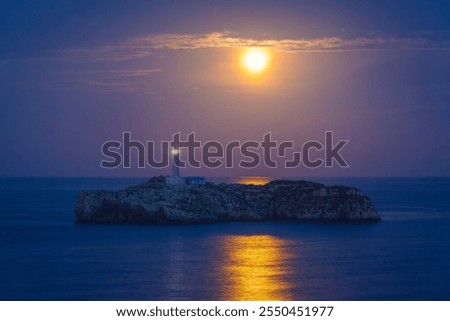 Similar – Image, Stock Photo Full moon over rocky mountain