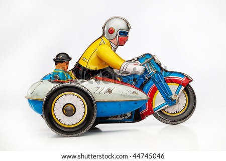 antique tin toy motorbike racer