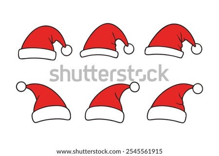 6-different style of a christmas santa hat vector