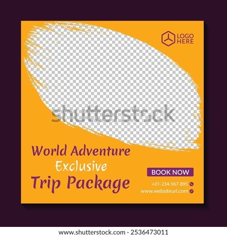 Dream destinations come alive with this modern travel post template! Perfect for tourism promotion, it’s a sleek, creative solution for online marketing across social media platforms.