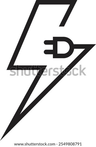 Lightning electric plug icon, Bolt circle symbol, Power charging energy sign, Vector illustration, Vector, Power Icon