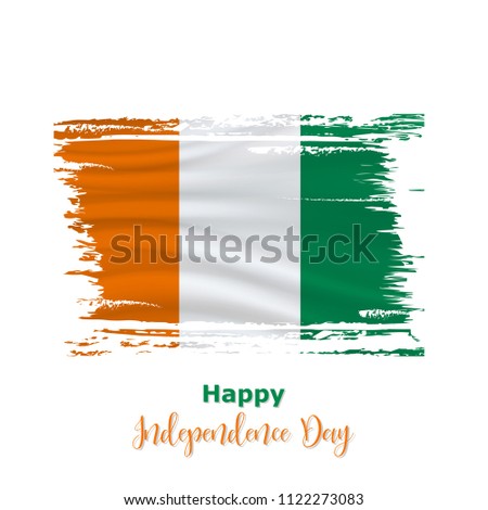 7 August, Cote Divoire Independence Day background in national flag color theme. Cote Divoire National Day. Celebration banner with waving flag. Vector illustration