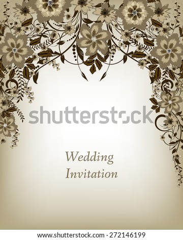 Wedding Invitation Card. Flowers Abstract Colorful Background. Romantic ...