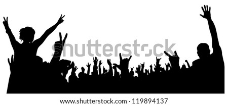 Concert Crowd Silhouette on white background