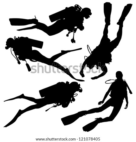 Diving Silhouette on white background
