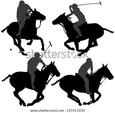 Polo Player Silhouette On White Background Stock Vector Illustration ...
