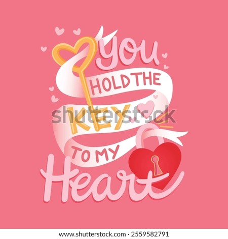 You Hold The Key To My Heart, Valentine's day t-shirt design, Valentine's Day Vector, Happy Valentine's Day