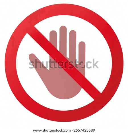 Forbidden sign with stop hand glyph icon. Signs off limits. Vector stop sign icon. No entry prohibition. Do not touch icon. vector illustration isolated with white background.