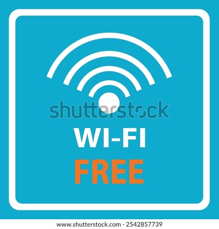 Free WiFi icon symbol. Vector wifi sign with a wave signal icon on a blue background. vector, illustration