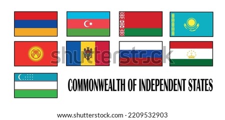 Commonwealth of Independent States - CIS . regional intergovernmental organization in Eastern Europe and Asia. Flags vector members