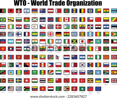 WTO - World trade organization, flag of members