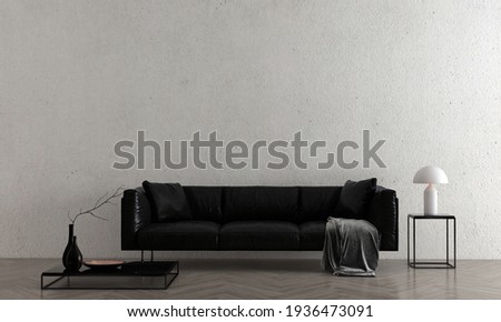 The lounge and living room  interior design and concrete wall texture background, New 3D rendering interior design scene