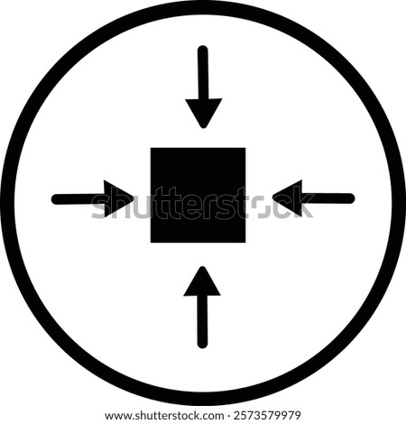 Minimize icon.Minimize  rally compact size small scale arrows icons . shrink icon resize in arrows.minimize four 4 arrows icon meeting point.Minimize Icon with reflection on white background.