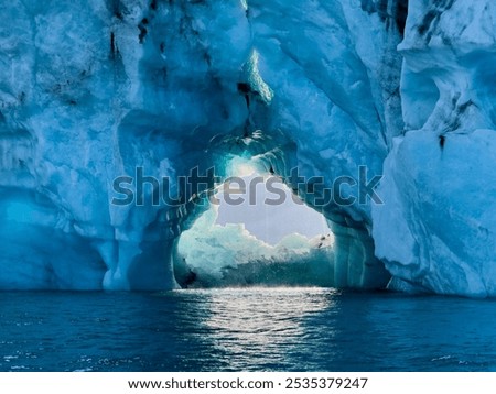 Similar – Image, Stock Photo Glacier Lagoon with icebergs from above. Aerial View. Cracked Ice from drone view. Background texture concept.
