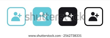 user icon set. profile with plus, add user icon symbol sign. vector illustration