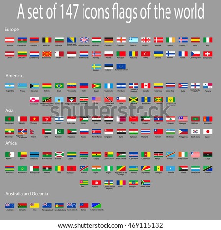A set of icons with flags of countries around the world. Vector illustration