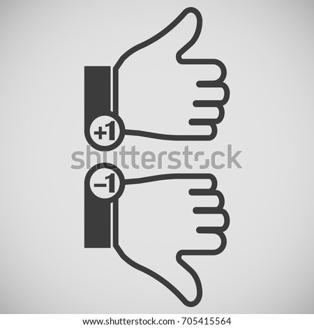 icons gray thumb up and finger down with mark-ups plus one and minus one
