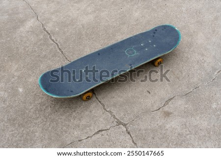 Similar – Image, Stock Photo Skateboard arena in the evening sun, cordoned off with red and white flutterband | Corona Thoughts