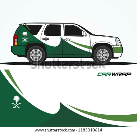 Car Wrap design for Saudi Arabia Theme. Saudi National Day. Vector illustration for vinyl sticker decal.