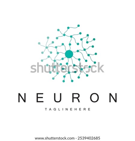 Neuron logo or brain nerve cell logo design, template icon, molecule, atom, brain cell, logo illustration template with vector concept