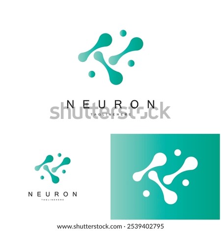 Neuron logo or brain nerve cell logo design, template icon, molecule, atom, brain cell, logo illustration template with vector concept