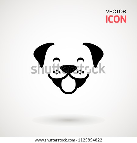 Dog head icon. Flat style. Cartoon dog face. Vector illustration isolated on white. Silhouette simple. Animal Logotype concept. Logo design template.