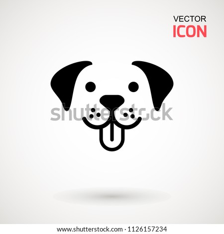 Dog head icon. Flat style. Cartoon dog face. Vector illustration isolated on white. Silhouette simple. Animal Logotype concept. Logo design template.