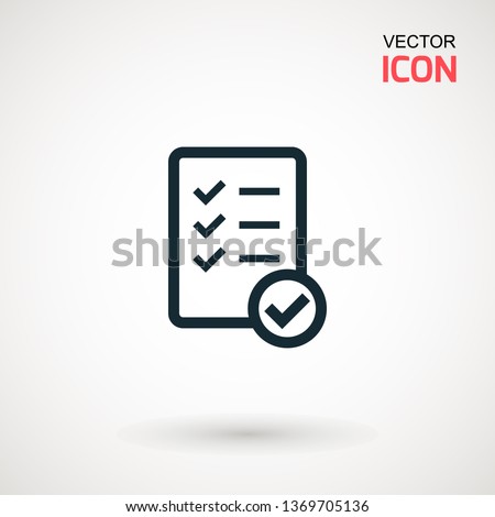 Checklist icon. Declarations linear icon. Flat illustration of clipboard with checklist