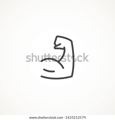 Flexing bicep muscle arm strength or power line editable strok vector icon for exercise. biceps musclar arm icon isolated on white background. Sport and fitness symbol