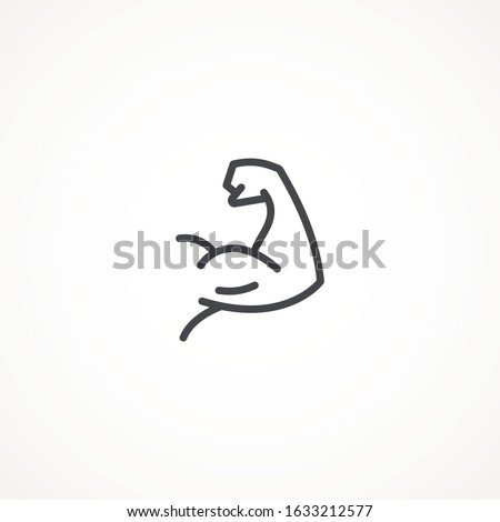 Flexing bicep muscle arm strength or power line editable strok vector icon for exercise. biceps musclar arm icon isolated on white background. Sport and fitness symbol