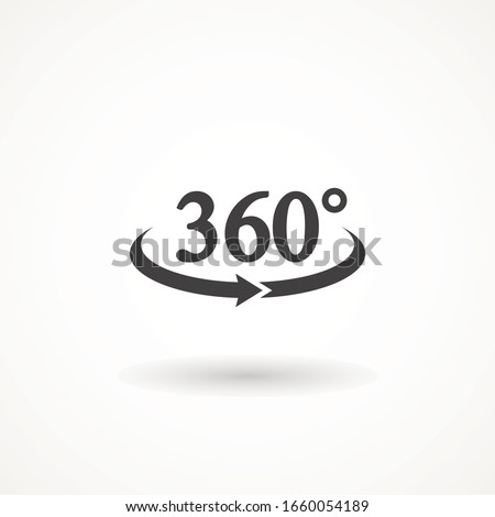 Angel 360 degree icon Geometry math symbol. Full rotatio isolated on white background. Simple logo vector illustration Sign with arrow to indicate the rotation or panorama to 360 degrees.