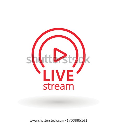 live streaming icon. Red symbol and button of live streaming, broadcasting, online stream. Lower third template for tv, show, movie and live performance. Vector