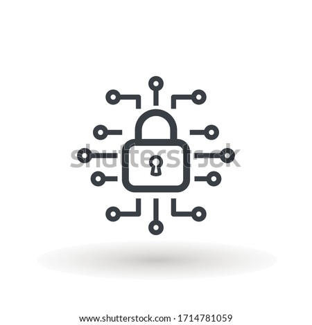 cyber security icon design, vector illustration graphic Security logo Artificial Intelligence Keyhole icon speed internet technology.