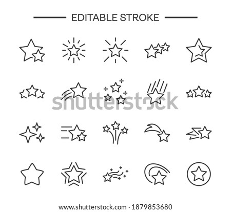Stars editable stroke icons set. Sky Star twinkle icon set line sign. Simple linear pictogram pack. vector illustration isolated on white background