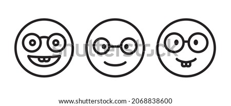 Nerd face emoji icon- clever emoticon with glasses- often used to express or demonstrate someone is being nerdy, or exceptionally technical, or simply someone wearing eyeglasses