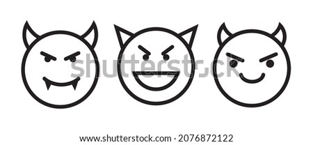 Devil face line icon, devil emoticon icon button, vector, sign, symbol, logo, illustration, editable stroke, flat design style isolated on white