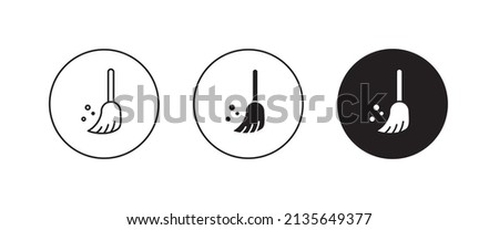 Broom cleaning dust, Sweeping broom sign, symbol, logo, illustration, editable stroke, flat design style isolated on white