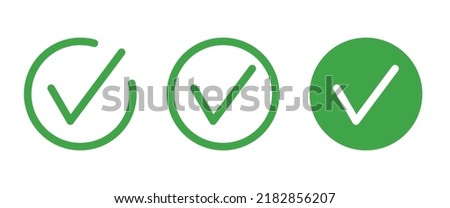 Chek, ok, yes icon approved vector illustration. Check mark line and flat icons set, editable stroke isolated on white, linear vector outline illustration, symbol logo design style