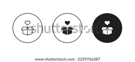 Box Love donation vector,surprise gift heart open box Charity  symbol logo illustration,editable stroke, flat design style isolated on white