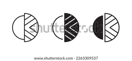 half circle, Halved round badge icon symbol logo illustration,editable stroke, flat design style isolated on white