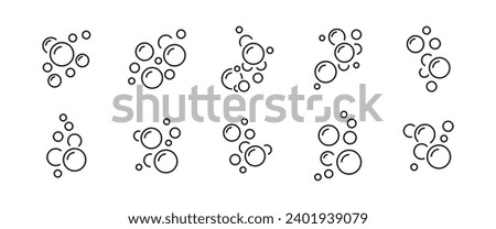 Bubbles line icons set. Soap foam, fizzy drink, oxygen bubble, effervescent effect line icons set, editable stroke isolated on white, linear vector outline illustration, symbol logo design style