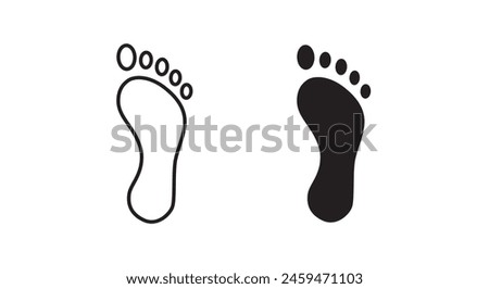 Foot print icon. Bare foot print Black on white feet icon vector , stock vector illustration flat design style