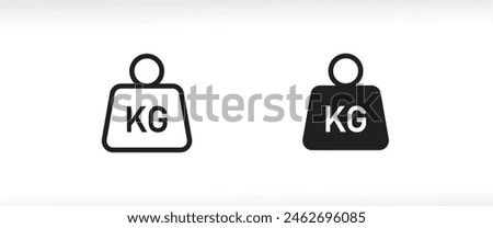 Weight heavy kg icon. Dumbbell Simple KG kilogram Scale. Heavy mass for exercise element Gym business line and flat icons set, editable stroke isolated on white, linear vector outline illustration