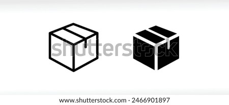 Box icon. Package, delivery boxes, cargo distribution, export, return parcel. Shipment of goods, open package, Open Box, recycled, Contains such priority shipping, express order tracking, crate icons